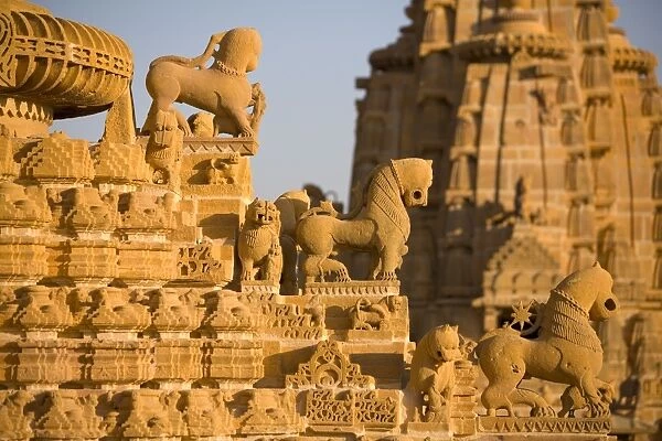 Jain Temple roof detail, Jaisalmer, Western Rajasthan, India, Asia