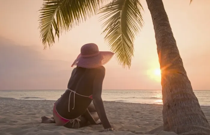 Framed Print : Jamaican woman on beach at sunset Framed Print : Jamaican woman on beach at sunset