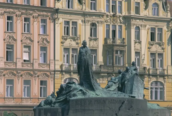 Framed Print : Jan Hus monument in Old Town Square, Prague, UNESCO World Heritage Site Framed Print : Jan Hus monument in Old Town Square, Prague, UNESCO World Heritage Site