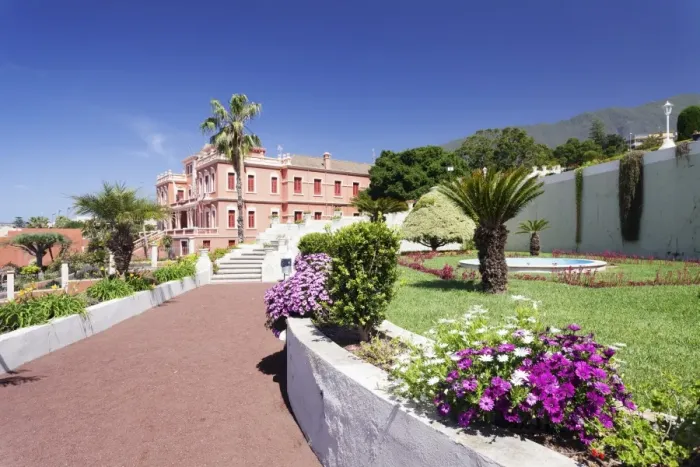 Framed Print : Jardin Marquesado de la Quinta Gardens, Liceo de Taoro in the background, La Orotava Framed Print : Jardin Marquesado de la Quinta Gardens, Liceo de Taoro in the background, La Orotava