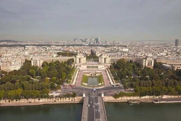 The Jardins du Trocadero from the Eiffel Tower in Paris, France, Europe