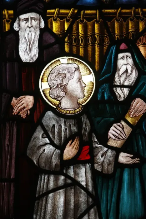 Framed Print : Jesus as a child in the temple with Mary and Joseph, 19th century stained glass in St Framed Print : Jesus as a child in the temple with Mary and Joseph, 19th century stained glass in St