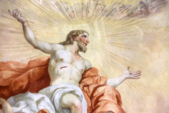 Framed Print : Jesus Christ, fresco by Johann Michael Rottmayrr, Karlskirche (St
