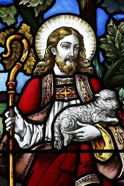 Jesus the Good Shepherd, 19th century stained glass in St