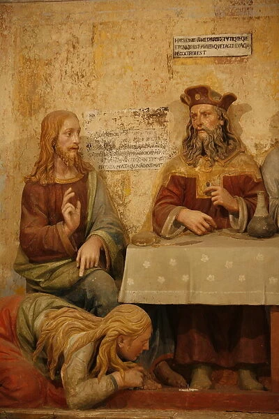 Jesus, Simon the Pharisee and the sinner, San Vivaldo, Tuscany, Italy, Europe