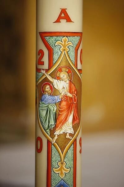 Jesus and St. Peter on Easter candle, Arles, Bouches du Rhone, France, Europe