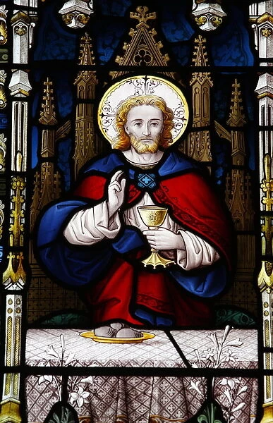 Jesus at the Last Supper, 19th century stained glass in St