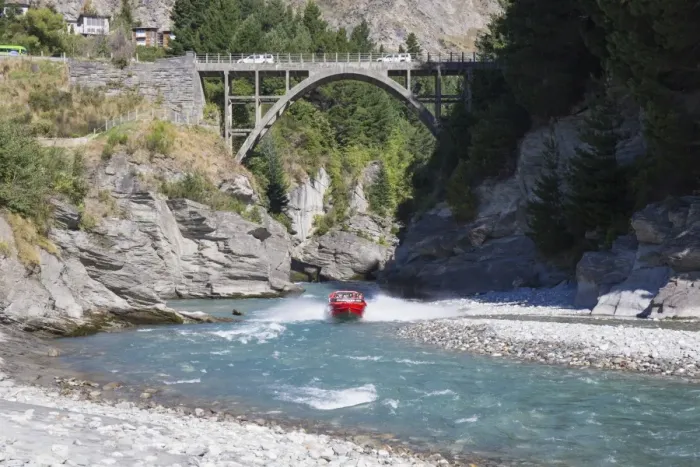 Framed Print : Jet boat on the Shotover River below the Edith Cavell Bridge, Queenstown, Queenstown-Lakes district Framed Print : Jet boat on the Shotover River below the Edith Cavell Bridge, Queenstown, Queenstown-Lakes district