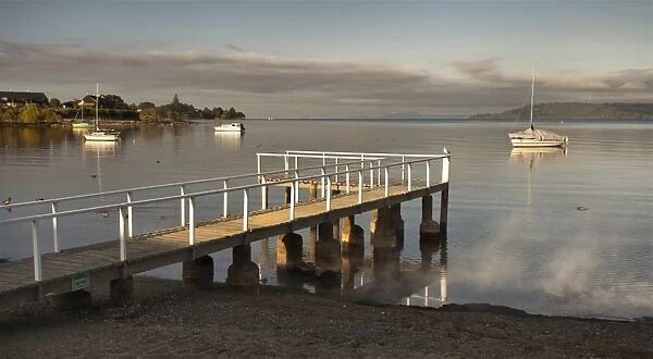 Jetty at 2 Mile Bay, Lake Taupo, North Island, New Zealand, Pacific