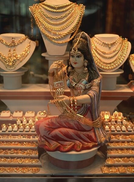 Jewellery displayed in a shop window in Singapore