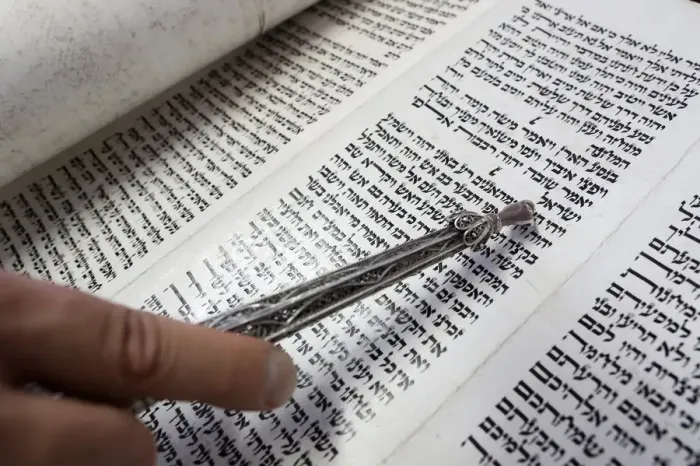 Framed Print : Jewish Torah scroll with pointer, Paris, France, Europe Framed Print : Jewish Torah scroll with pointer, Paris, France, Europe