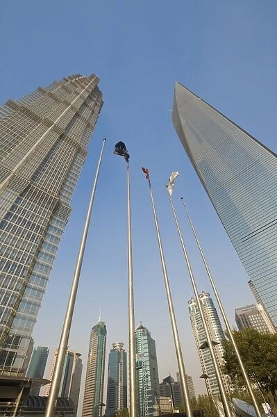 The Jin Mao Tower on the left, and the Shanghai World Financial Center on the right
