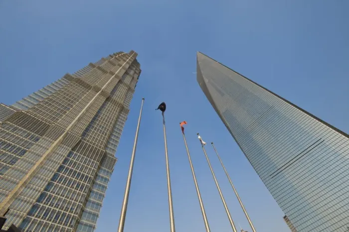 Framed Print : The Jin Mao Tower on the left, and the Shanghai World Financial Center on the right Framed Print : The Jin Mao Tower on the left, and the Shanghai World Financial Center on the right