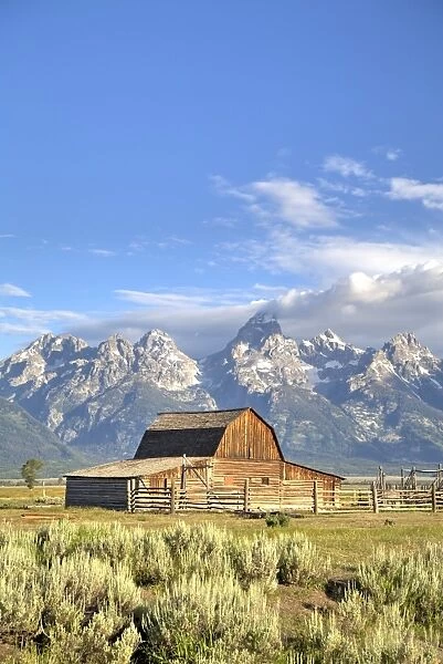 John Moulton Homestead, Barn dating from the 1890s, Mormon Row, Grand Teton National Park, Wyoming, United States of America, North America