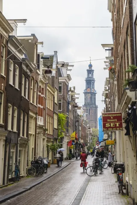 Framed Print : Jordaan district with the spire of Westerkerk beyond, Amsterdam, Netherlands, Europe Framed Print : Jordaan district with the spire of Westerkerk beyond, Amsterdam, Netherlands, Europe