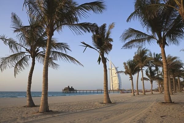Jumeirah Beach and the Burj Al Arab Hotel, Dubai, United Arab Emirates, Middle East