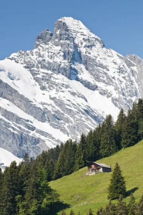 Framed Print : Jungfrau massif and Swiss chalet near Murren, Jungfrau Region, Switzerland, Europe Framed Print : Jungfrau massif and Swiss chalet near Murren, Jungfrau Region, Switzerland, Europe