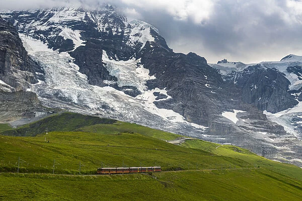 The Jungfrau railway below the Eiger North Face, Kleine Scheidegg, Bernese Oberland