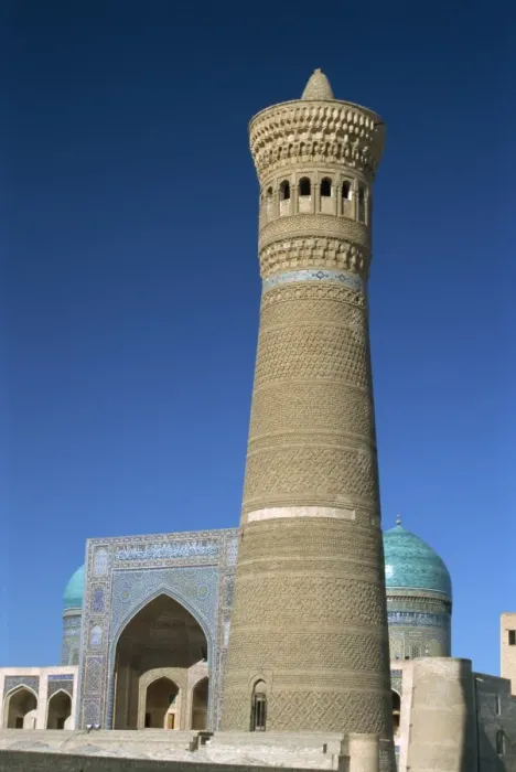 Framed Print : Kalon Minaret with Mir-I-Arab Medressa behind Framed Print : Kalon Minaret with Mir-I-Arab Medressa behind