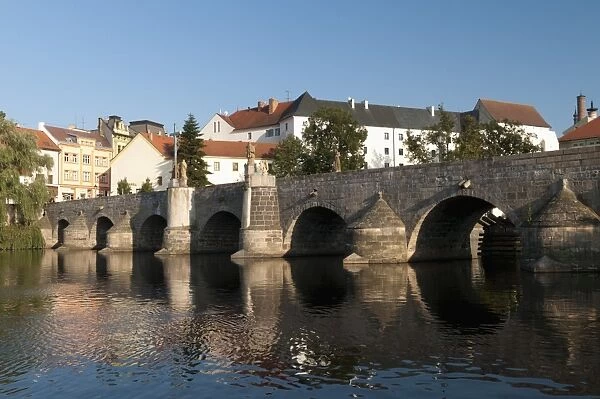 Kamenny Most, the oldest Gothic stone bridge in the Czech Republic, over the Otava River, Pisek, Budejovicko, Czech Republic, Europe