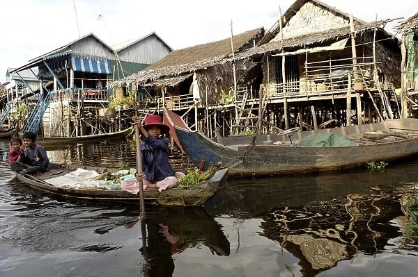 Kampong Phluk, a cluster of three villages of stilt houses on the floodplain of the Tonle Sap Lake