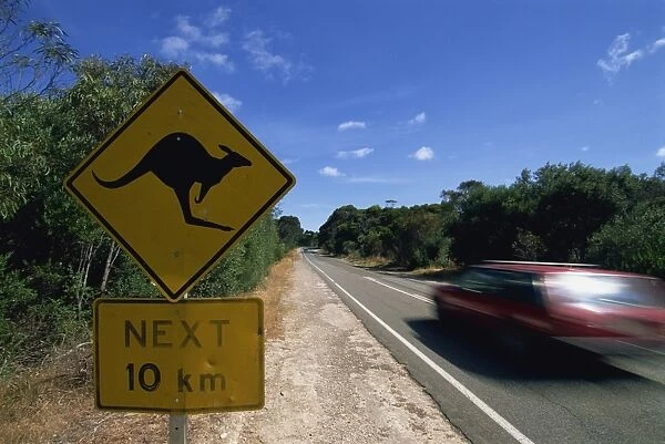 Mouse Mat of Kangaroo sign, Hog Bay road, Kangaroo Island