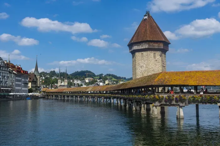 Framed Print : Kapellbrucke (Chapel Bridge), wooden footbridge, Lucerne, Switzerland, Europe Framed Print : Kapellbrucke (Chapel Bridge), wooden footbridge, Lucerne, Switzerland, Europe