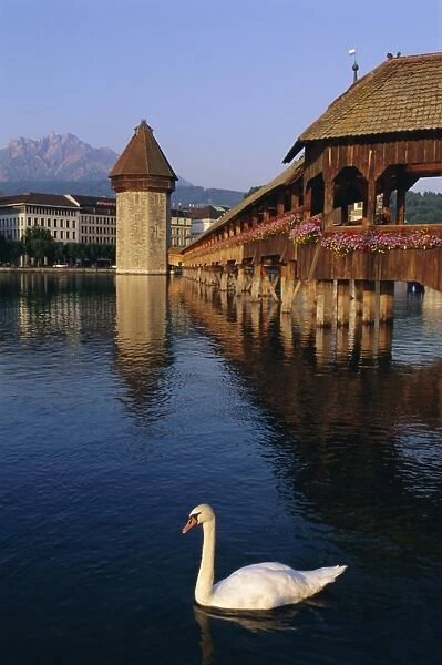 Kapellbrucke (covered wooden bridge) over the River Reuss