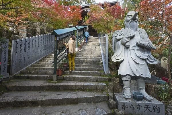 Karasu Tengu statue in Daisho-in Buddhist temple, Miyajima Island, Hiroshima Prefecture, Honshu, Japan, Asia