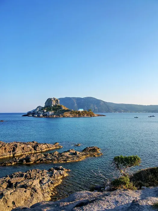 Framed Print : Kastri Island seen from Agios Stefanos Beach, Kamari Bay, Kos Island, Dodecanese, Greek Islands, Greece, Europe Framed Print : Kastri Island seen from Agios Stefanos Beach, Kamari Bay, Kos Island, Dodecanese, Greek Islands, Greece, Europe