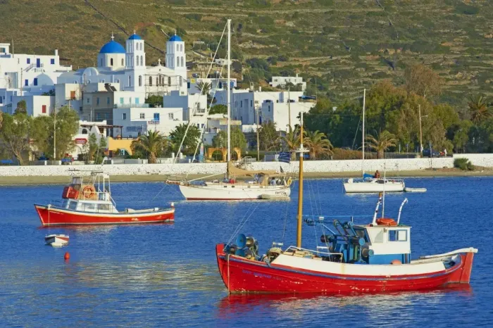 Framed Print : Katapola port, Amorgos, Cyclades, Aegean, Greek Islands, Greece, Europe