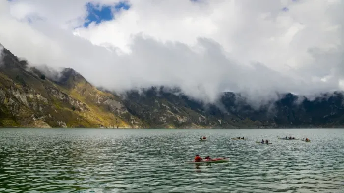 Framed Print : Kayaks at Quilotoa, a water-filled caldera and the most western volcano in the Ecuadorian Andes Framed Print : Kayaks at Quilotoa, a water-filled caldera and the most western volcano in the Ecuadorian Andes