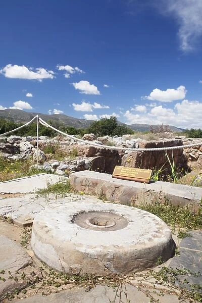 Kernos stone, Minoan Palace, excavation site, Malia, Heraklion, Crete, Greek Islands, Greece, Europe