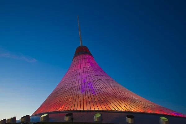 Khan Shatyr shopping and entertainment center at night, Astana, Kazakhstan, Central Asia, Asia