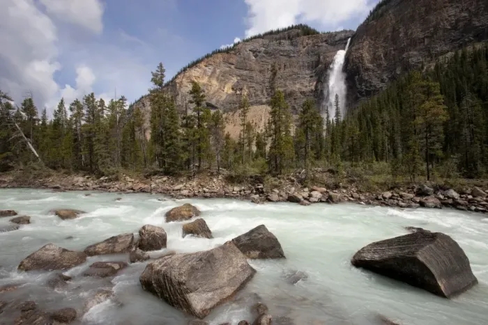 Framed Print : Kicking Horse River and Takakkaw Falls, Yoho National Park, UNESCO World Heritage Site