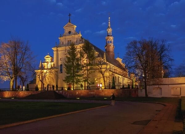 Kielce Cathedral Basilica at twilight, Kielce, Swietokrzyskie Voivodeship, Poland, Europe