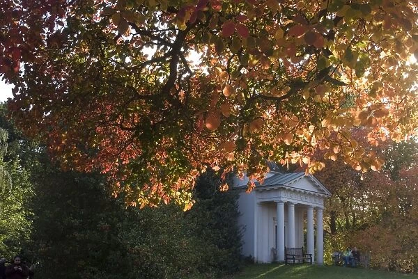 King Williams Temple under autumn leaves, Kew Gardens, UNESCO World Heritage Site