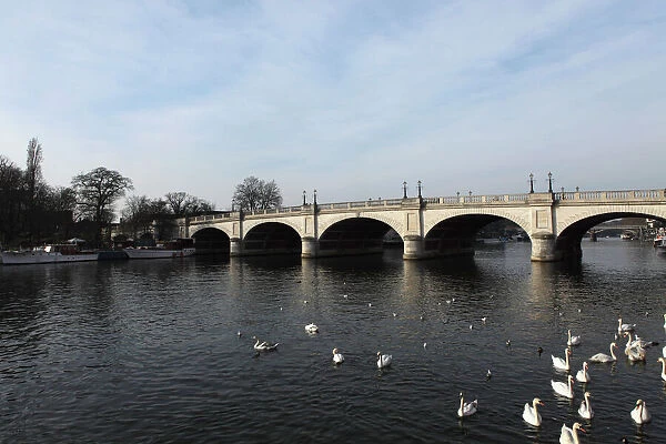 Kingston Bridge spans the River Thames at Kingston-upon-Thames, a suburb of London, England, United Kingdom, Europe