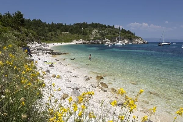 Kipiadi beach on east coast, Paxos, Ionian Islands, Greek Islands, Greece, Europe