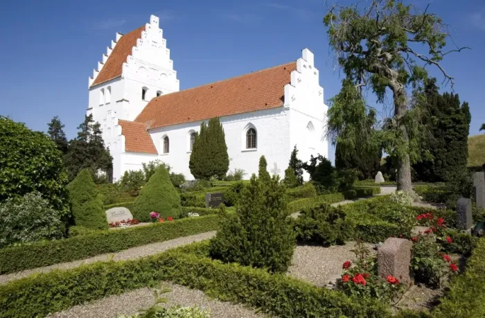 Framed Print : Kirkegardsudvalged church with burial mound, Hijertebjerg, Denmark, Scandinavia, Europe Framed Print : Kirkegardsudvalged church with burial mound, Hijertebjerg, Denmark, Scandinavia, Europe
