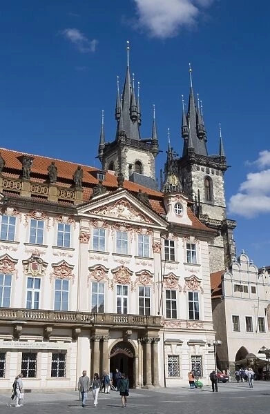 Kisky Palace, Old Town Square, with the Church of Our Lady before Tyn in background