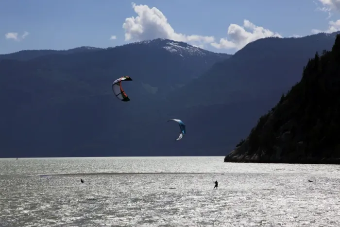 Framed Print : Two kite surfers on Howe Sound at Squamish, British Columbia, Canada, North America Framed Print : Two kite surfers on Howe Sound at Squamish, British Columbia, Canada, North America