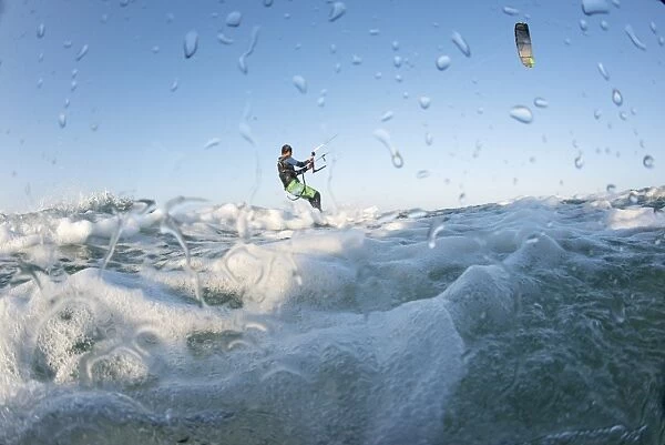 Kite surfing on Red Sea coast of Egypt, North Africa, Africa