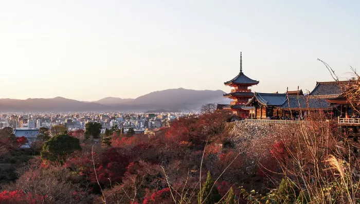 Framed Print : Kiyomizu Temple (Kiyomizu-dera) in the evening sunset and autumnal scenery with vibrant colours and city skyline panorama, UNESCO World Heritage Site, Kyoto, Honshu, Japan, Asia Framed Print : Kiyomizu Temple (Kiyomizu-dera) in the evening sunset and autumnal scenery with vibrant colours and city skyline panorama, UNESCO World Heritage Site, Kyoto, Honshu, Japan, Asia