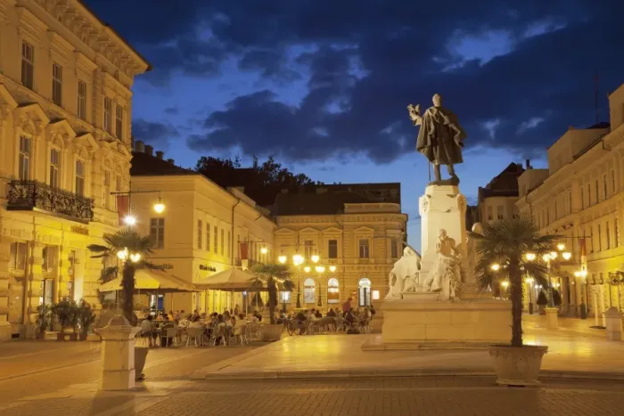 Framed Print : Klauzal Square at dusk, Szeged, Southern Plain, Hungary, Europe Framed Print : Klauzal Square at dusk, Szeged, Southern Plain, Hungary, Europe