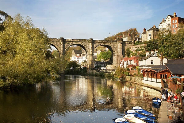 Knaresborough Viaduct and River Nidd in autumn, North Yorkshire, Yorkshire