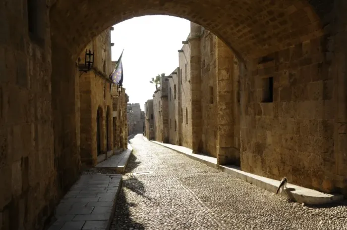Framed Print : Knights Street in Rhodes, Rhodes Island, Dodecanese, Greek Islands, Greece, Europe