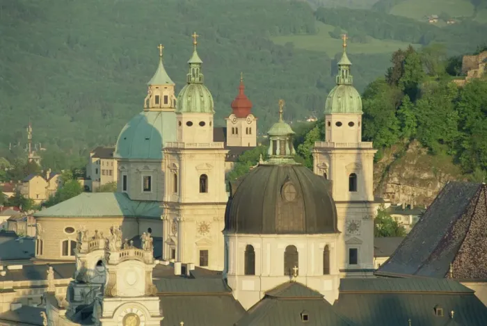 Framed Print : Kollegienkirche and Cathedral domes, Salzburg, Austria, Europe Framed Print : Kollegienkirche and Cathedral domes, Salzburg, Austria, Europe