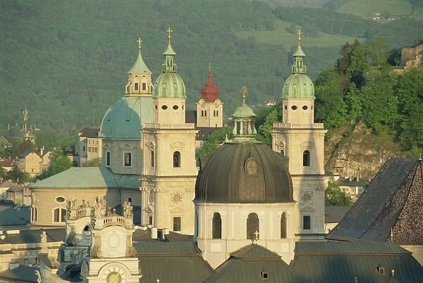 Kollegienkirche and Cathedral domes, Salzburg, Austria, Europe