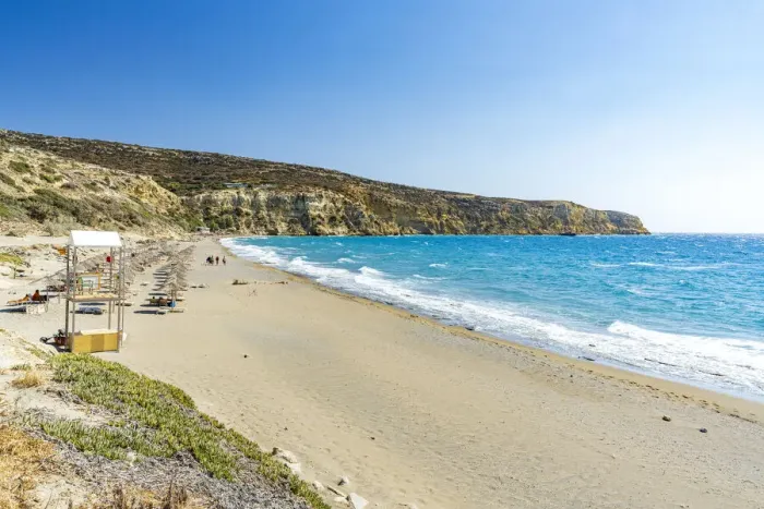 Framed Print : Kommos beach in summer, Matala, Crete island, Greek Islands, Greece, Europe Framed Print : Kommos beach in summer, Matala, Crete island, Greek Islands, Greece, Europe